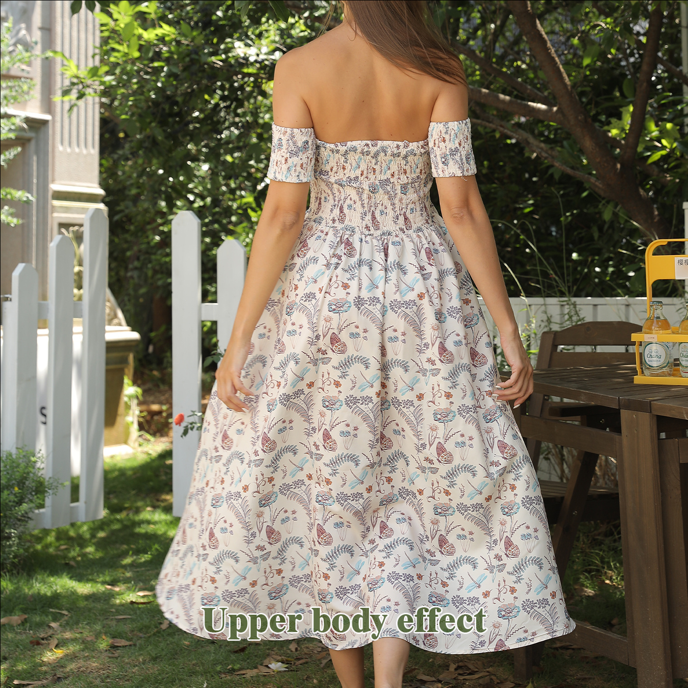 Women's Off Shoulder Strapless Floral Dress - Image 8