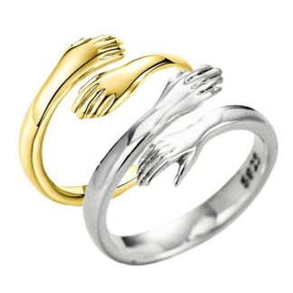 Alloy Simple Hands Hug Ring Adjustable Jewelry