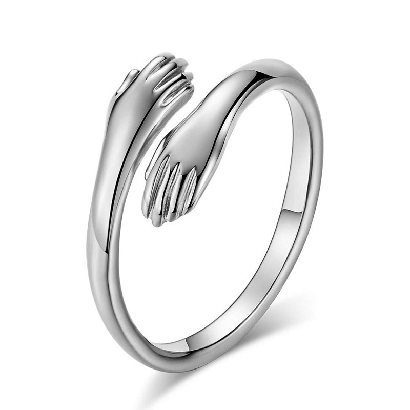 Alloy Simple Hands Hug Ring Adjustable Jewelry - Image 8