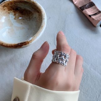 Woven Ring Women European And American Hollow Cross Wide Version Live Simple Ring