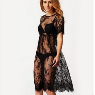 Sexy Women Lace Crochet Bikini Swimwear Cover Up Beach Dress Summer Bathing Suit