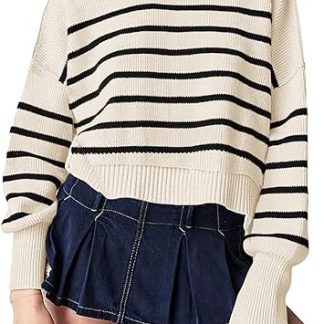 Striped Long-sleeved Sweater For Women