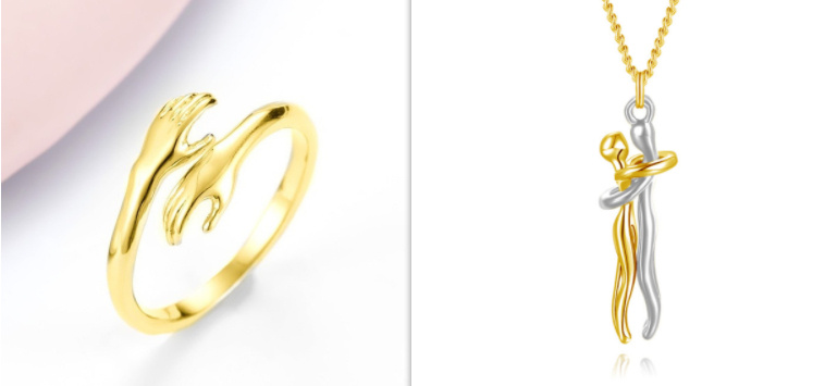 Alloy Simple Hands Hug Ring Adjustable Jewelry - Image 10