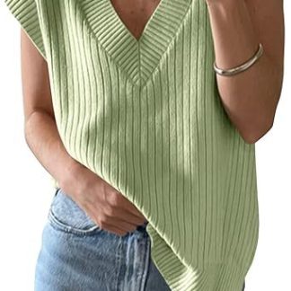 Solid V-neck Vest Sweater