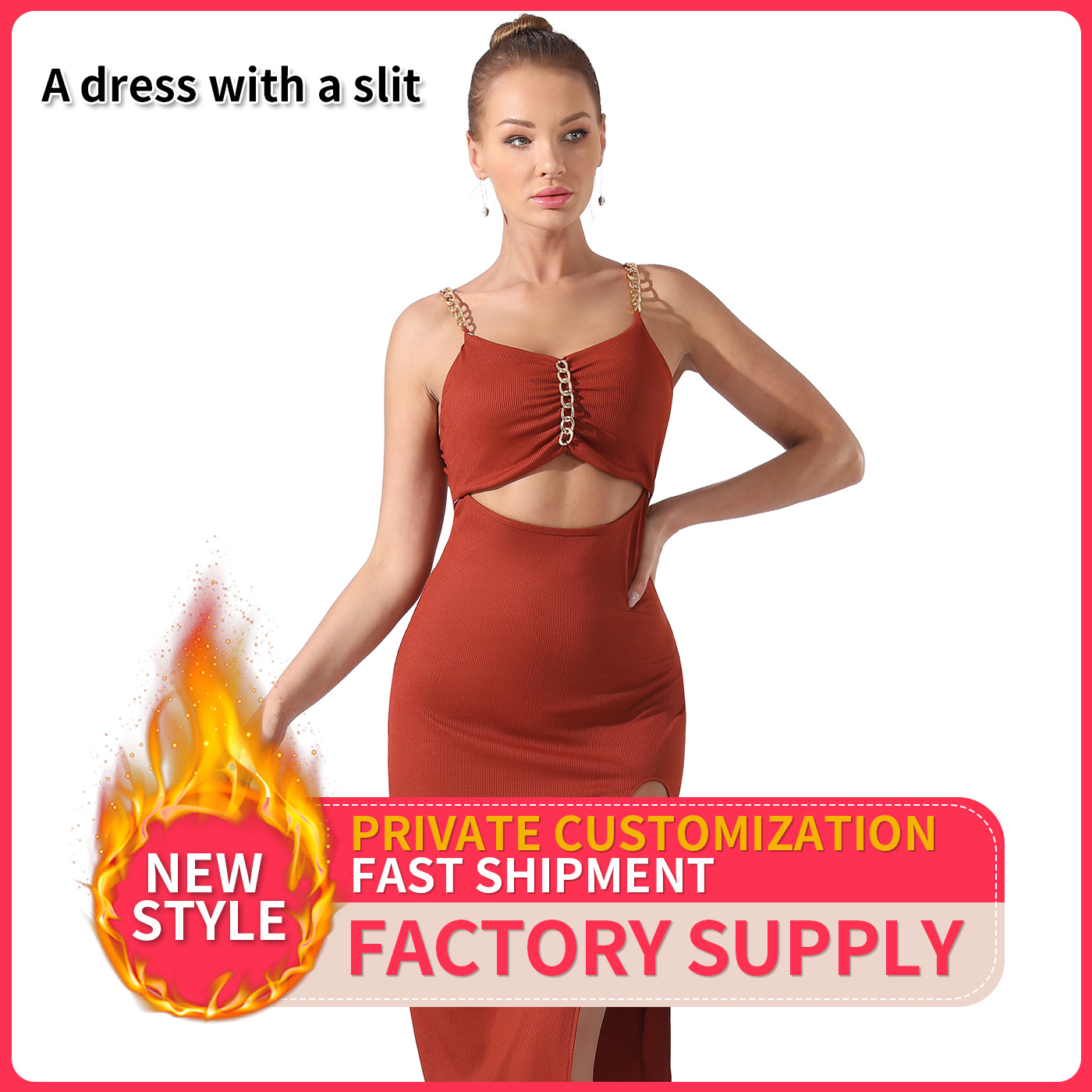 Women's Pure Color Halter Sleeveless Split Dress - Image 10