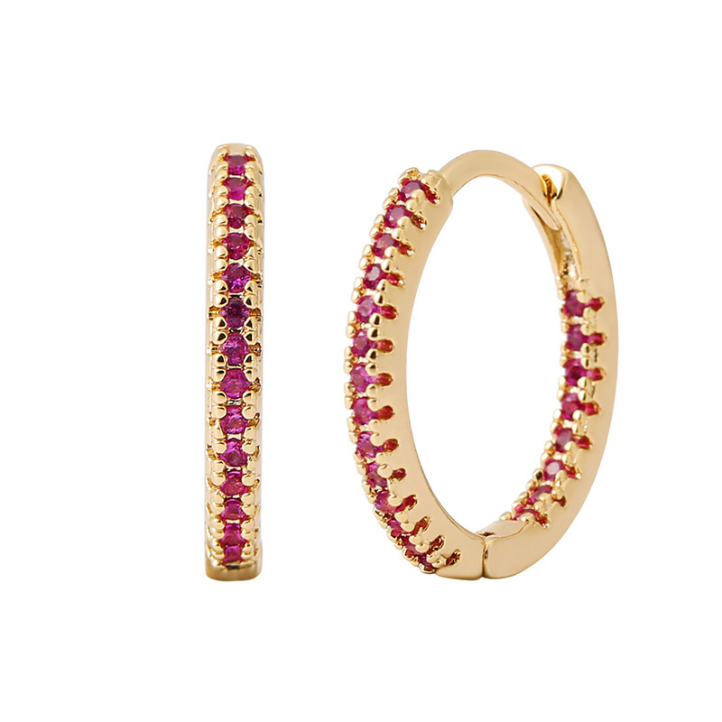 Circle Earrings Ear Clip Multicolor Zircon Elegant - Image 9