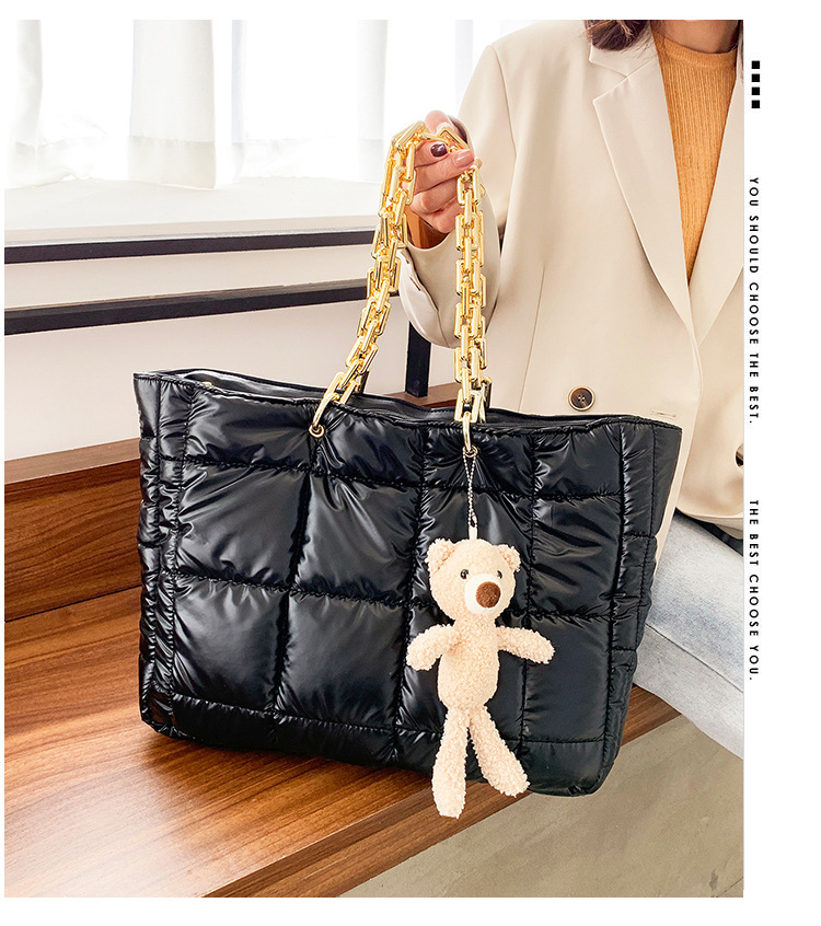 Thick Chain Tote Bags for Women Leather Big Shoulder Bag Ladies Large Capacity Shopper Purse Luxury Handbag - Image 2