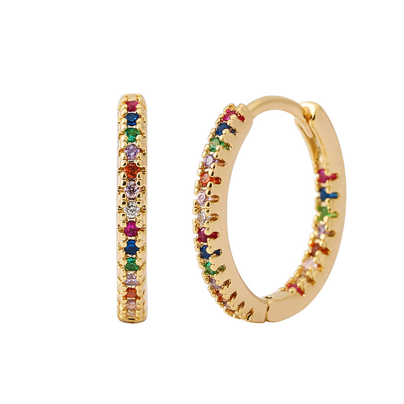 Circle Earrings Ear Clip Multicolor Zircon Elegant - Image 3