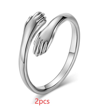Alloy Simple Hands Hug Ring Adjustable Jewelry - Image 2