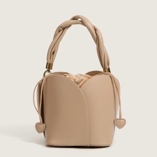 Luxury Flower Design Genuine Leather Tote Sling Shoulder Bucket Ladies Handbag
