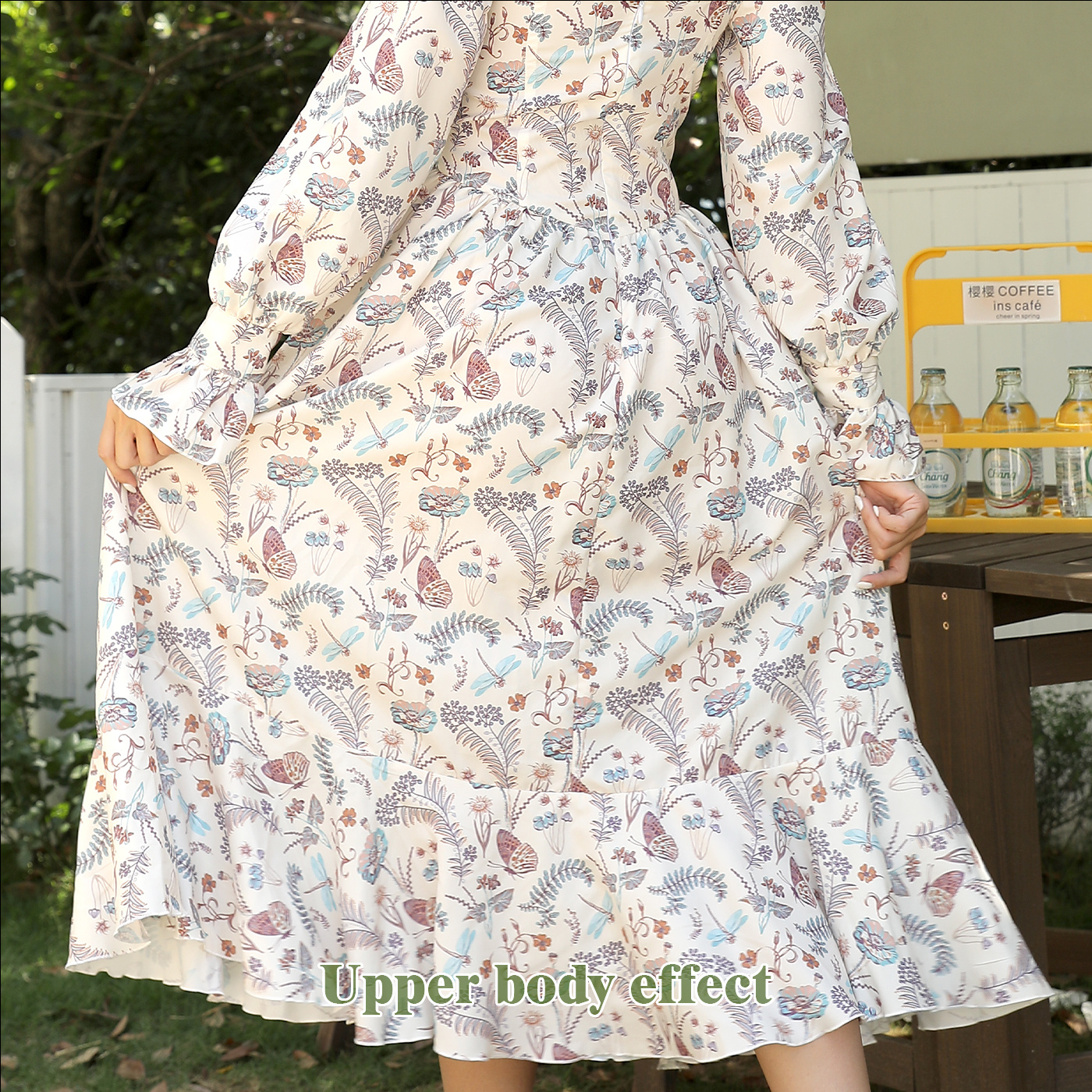 Women's Square Neck Long Sleeved Printed Dress - Image 9