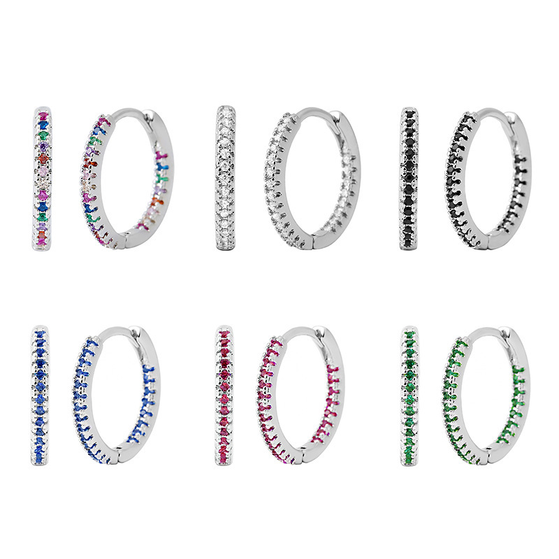 Circle Earrings Ear Clip Multicolor Zircon Elegant - Image 7