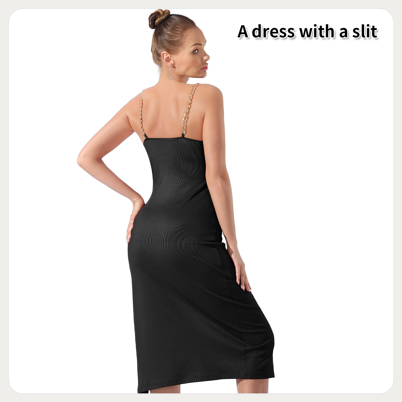Women's Pure Color Halter Sleeveless Split Dress - Image 2