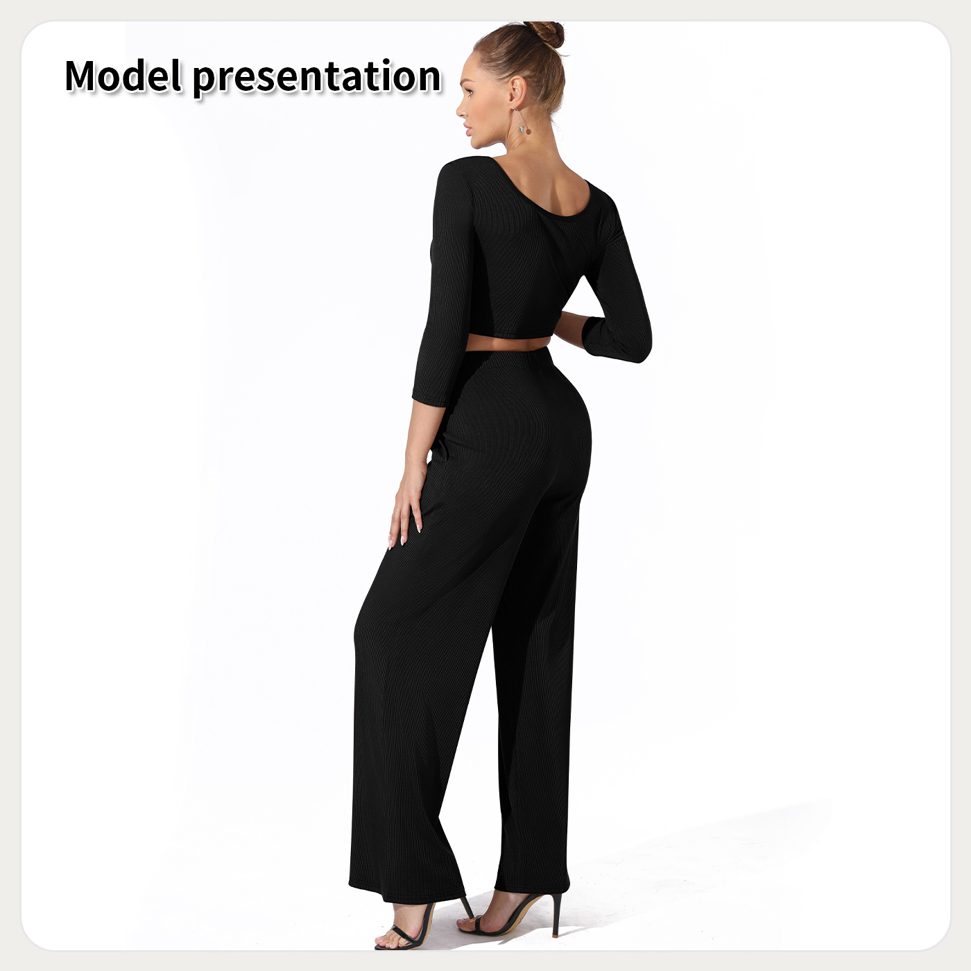 Women's Fashion Simple Solid Color Top Pants Set - Image 7