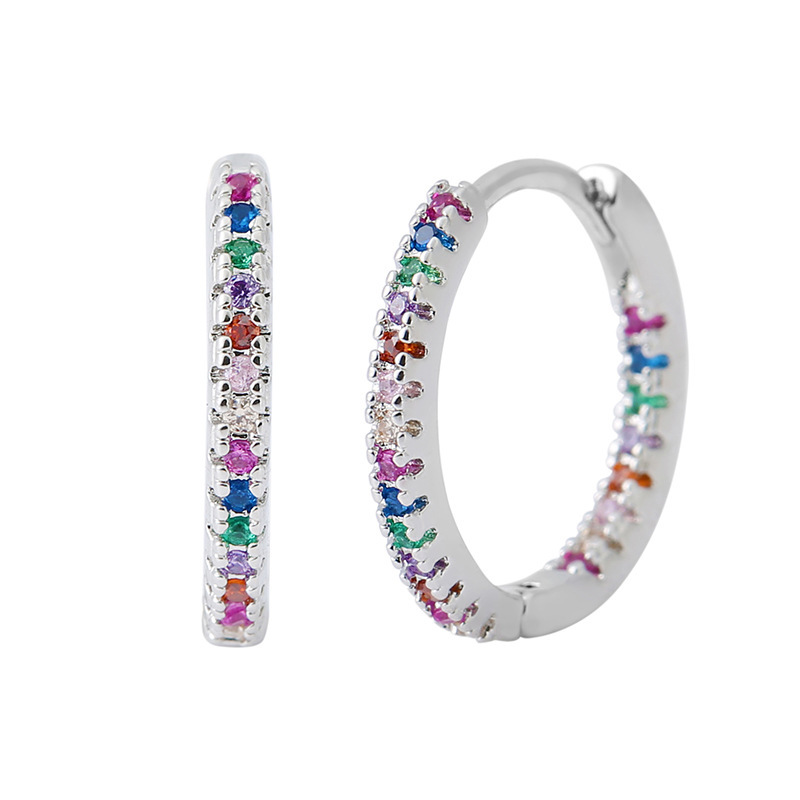 Circle Earrings Ear Clip Multicolor Zircon Elegant - Image 5
