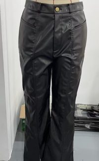 Split Flared Leather Pants